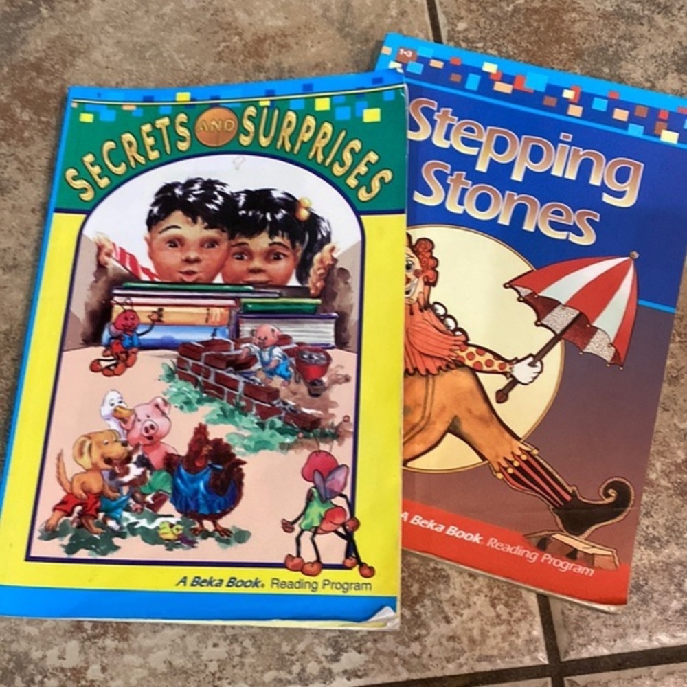 2 A Beka First Grade Reading Books Stepping Stones & Secrets and Surprises